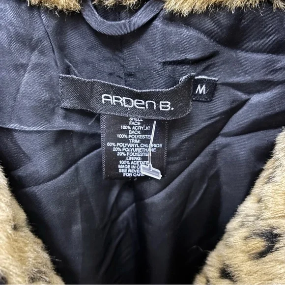 Y2K 90s Faux Fur Leopard Coat Arden B Belted Womens Medium - Picture 3 of 11